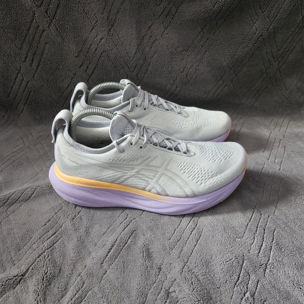 Asics Gel-Nimbus 25 Running Shoes Womens Sz 9.5 Gray Purple Athletic Sneakers.